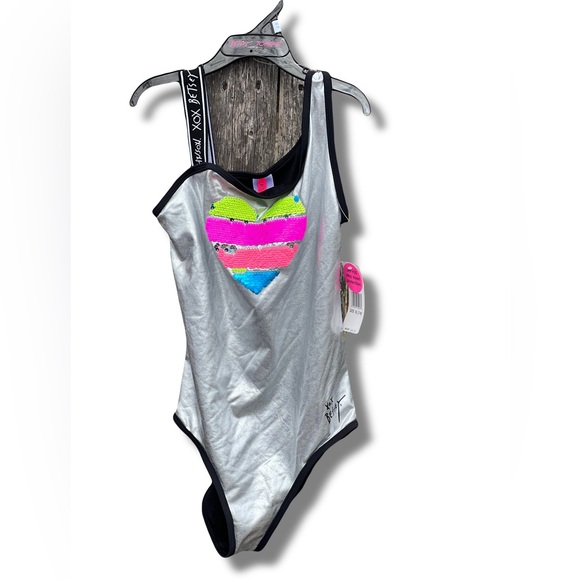 Betsey Johnson sequin heart metallic swimsuit NWT - Picture 1 of 6